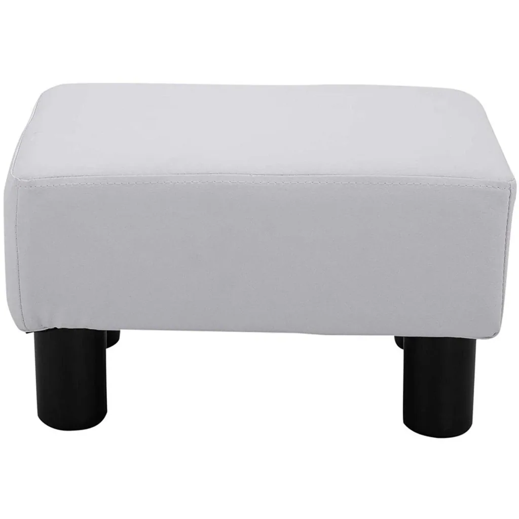 Footstool seat stool bench Chesterfield made of artificial leather white