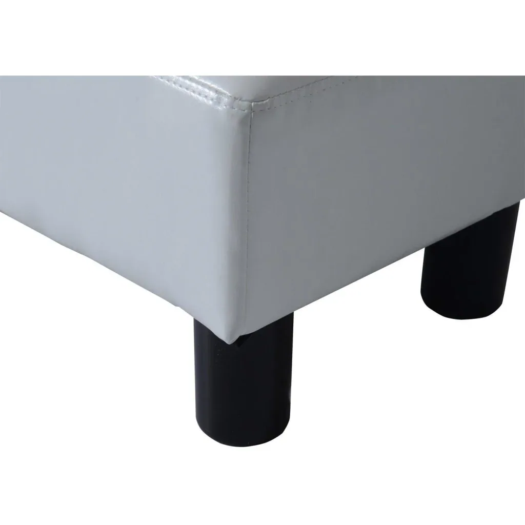Footstool seat stool bench Chesterfield made of artificial leather white
