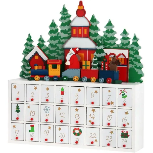 Advent calendar horizontally with compartments for self-filling
