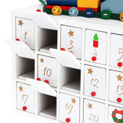 Advent calendar horizontally with compartments for self-filling