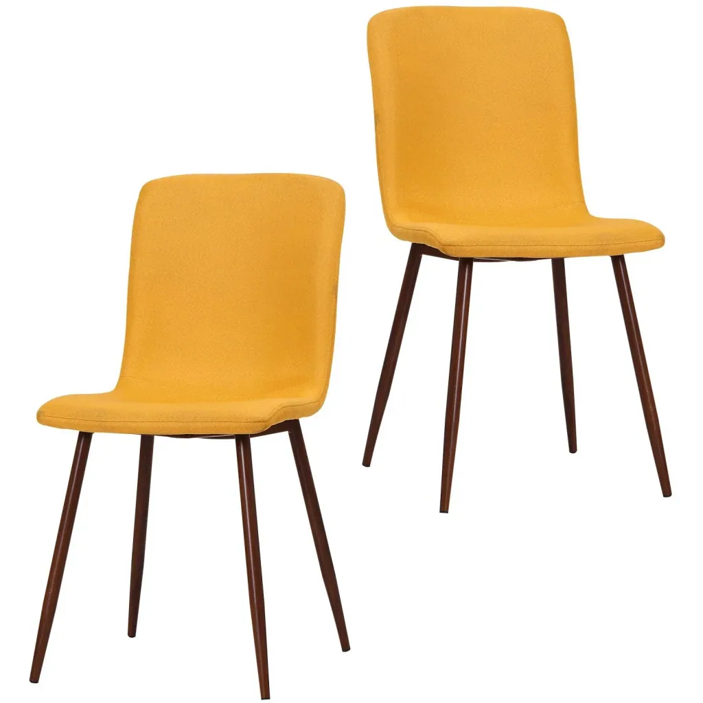 Set of 2 dining room chairs, kitchen chairs, living room chairs, upholstered chairs, linen cover, metal base, blue, 43 x 56.5 x 85 cm