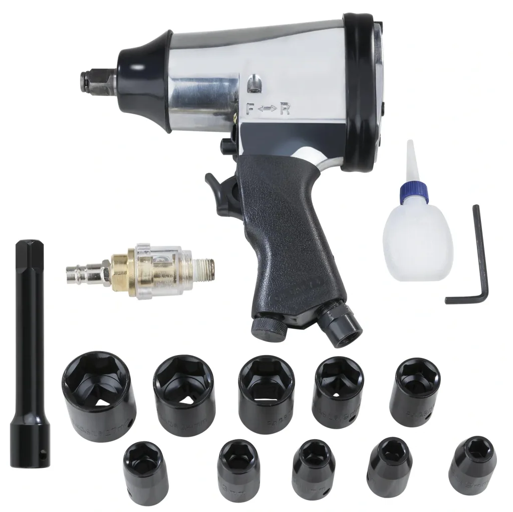 Pneumatic impact wrench including accessories 16 pieces