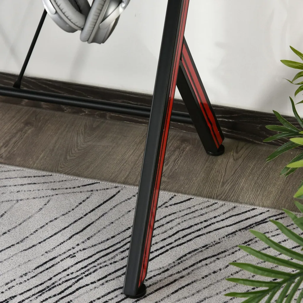 Gaming table with headphone hook, black