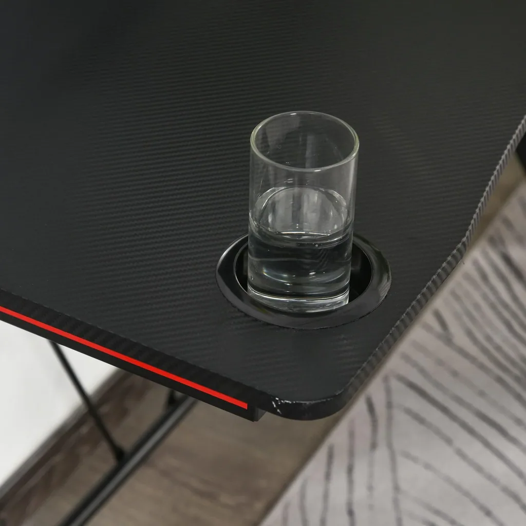 Gaming table with headphone hook, black