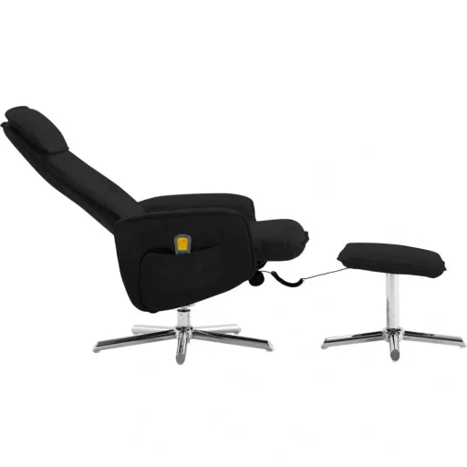 Adjustable massage seat with footstool, black faux leather