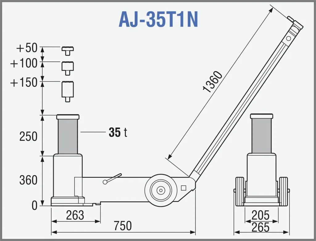 1-stage, air-hydraulic jack