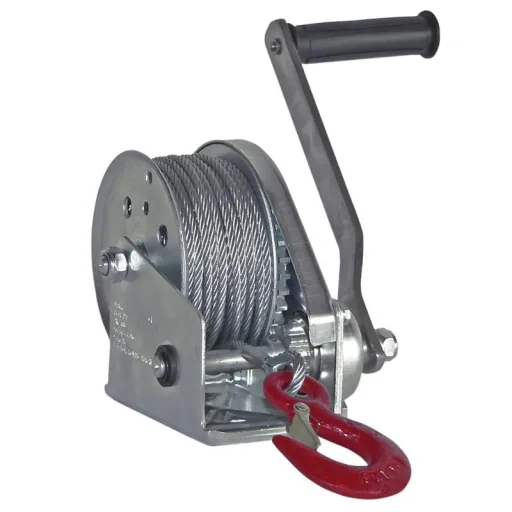 Handbrake winch BHW-1200, Max. lifting capacity / pulling force lowest (1st) layer: 550 daN, incl. 20 m rope with SOB hook