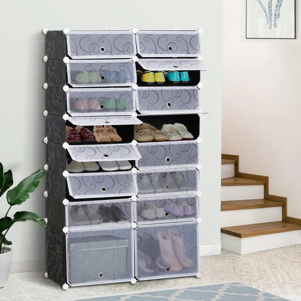Shoe cabinet DIY shoe rack wardrobe shelving system plug-in shelf wardrobe cabinet 16 compartments