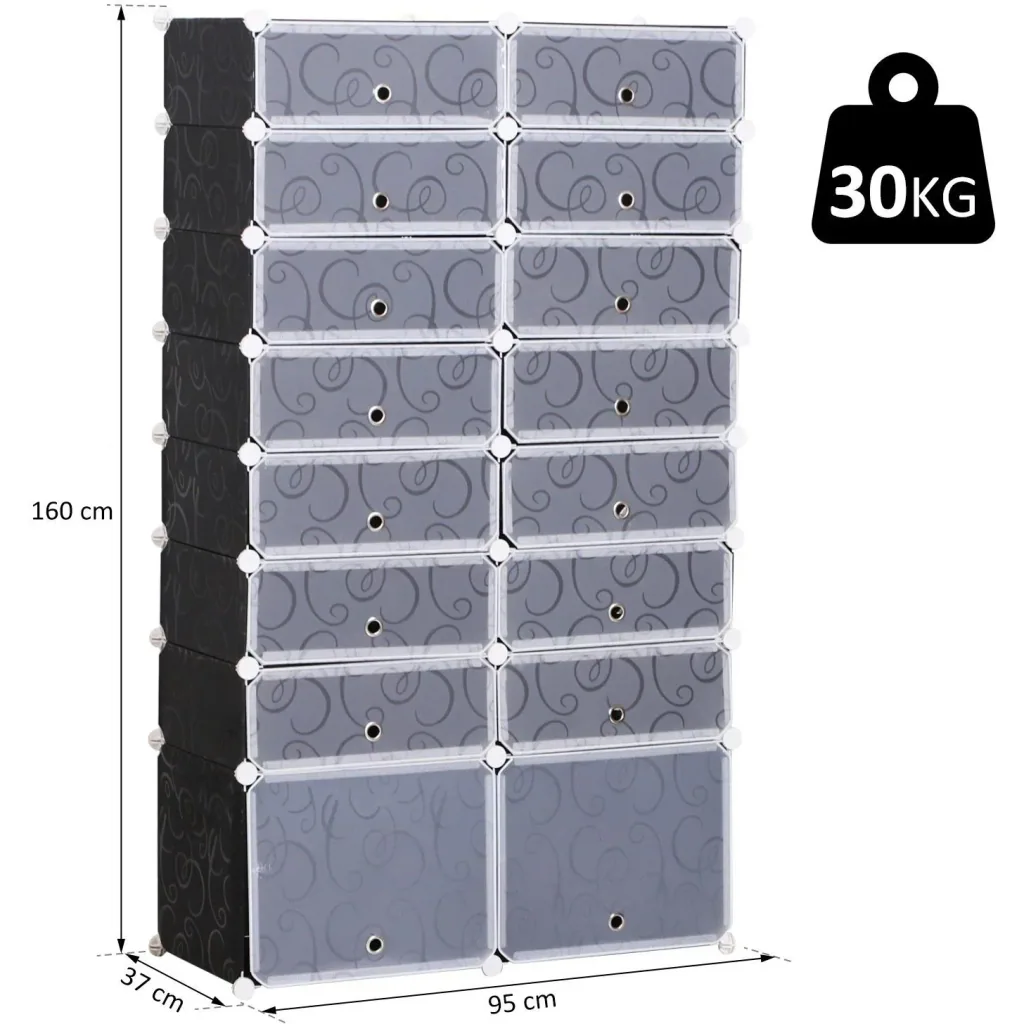 Shoe cabinet DIY shoe rack wardrobe shelving system plug-in shelf wardrobe cabinet 16 compartments