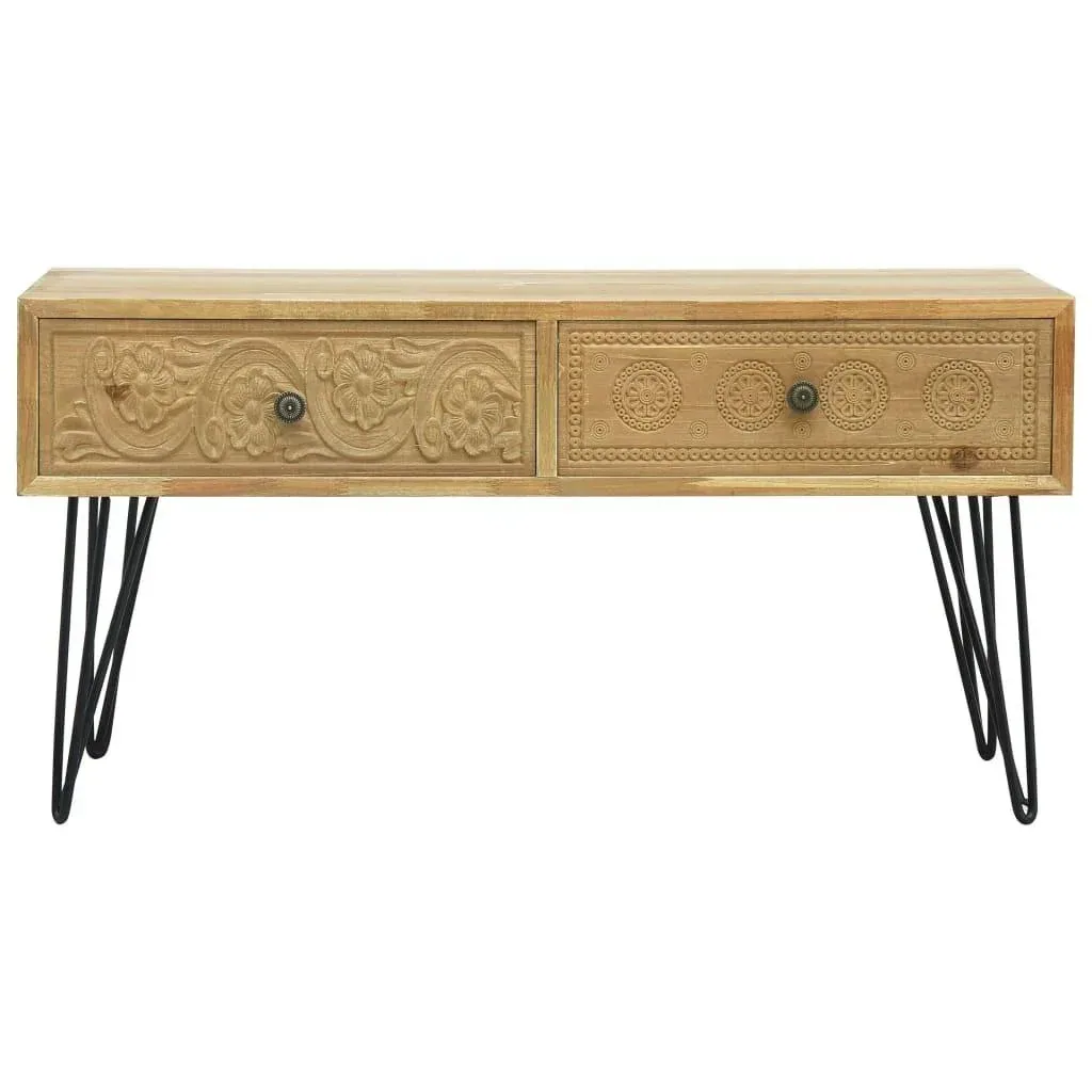 Coffee table with 2 drawers 80x40x40.5 cm processed wood brown