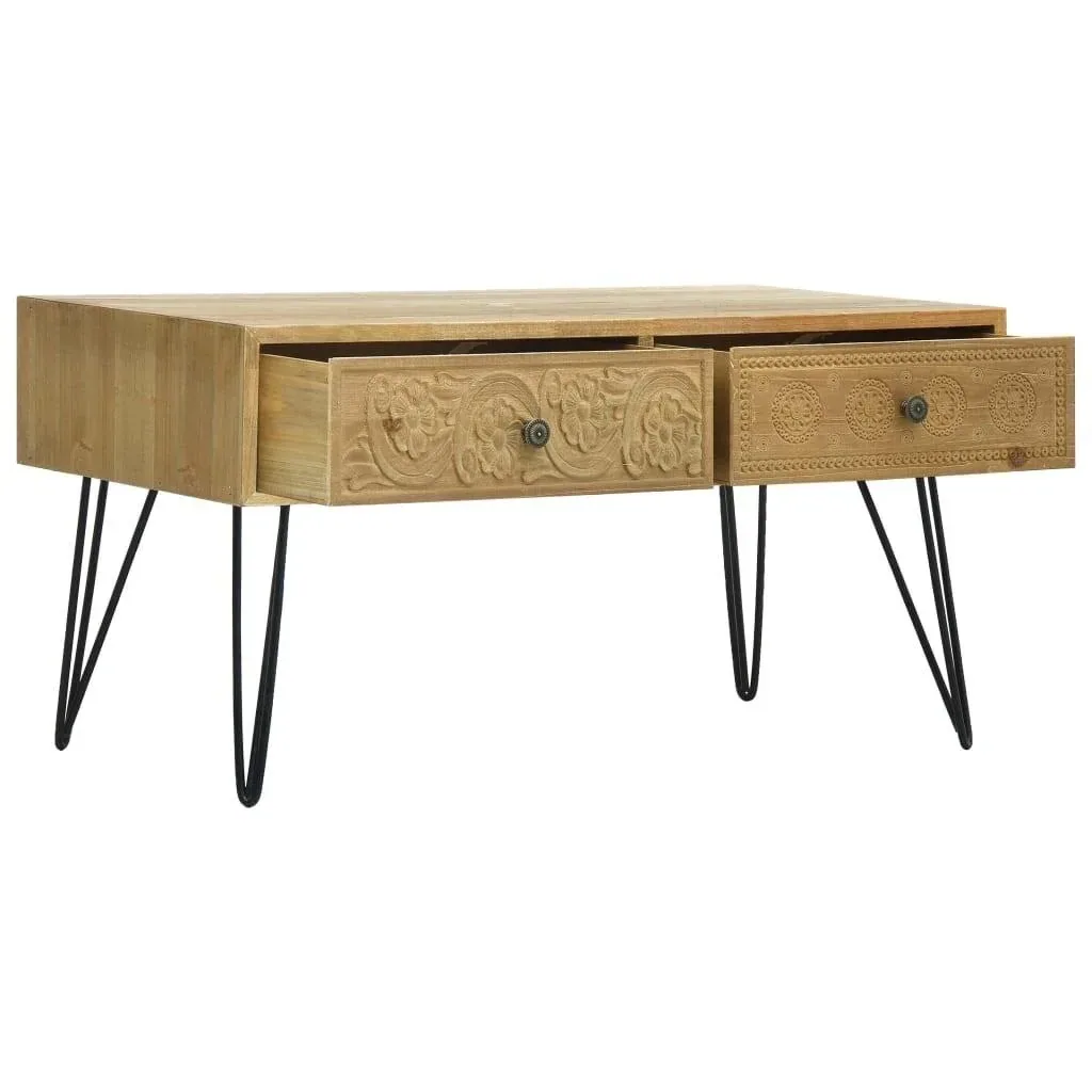 Coffee table with 2 drawers 80x40x40.5 cm processed wood brown