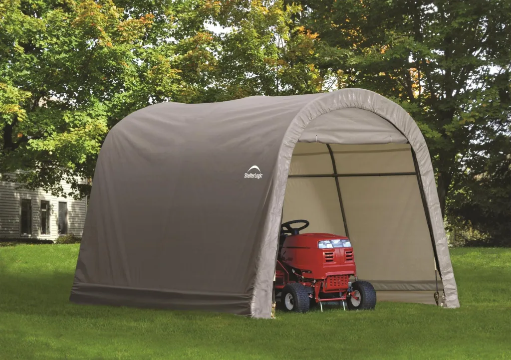 Foliegereedschapshuis 9 m², grijs, 300×300 cm – Round Top, DuPont-stalen frame, weerbestendig