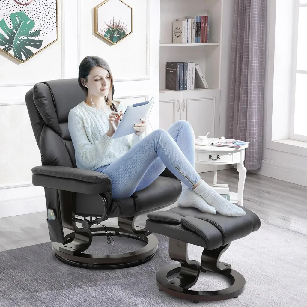 Massage chair with footstool heating function
