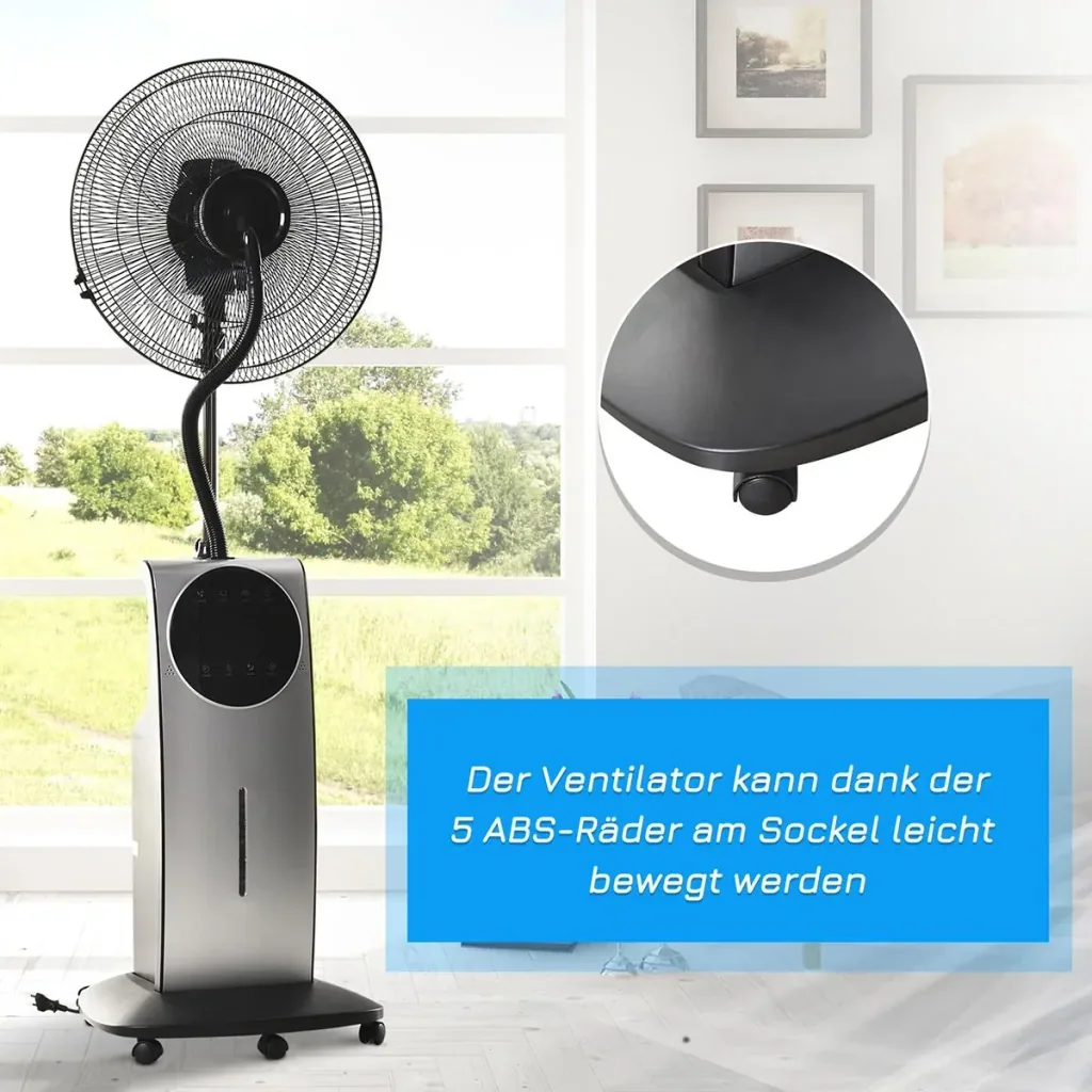 Mist pedestal fan with 3 modes black