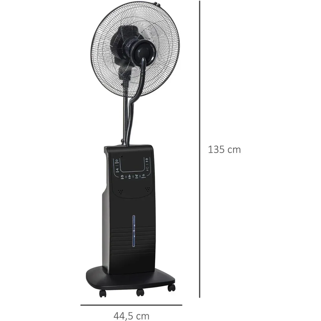 Mist pedestal fan with 3 modes black