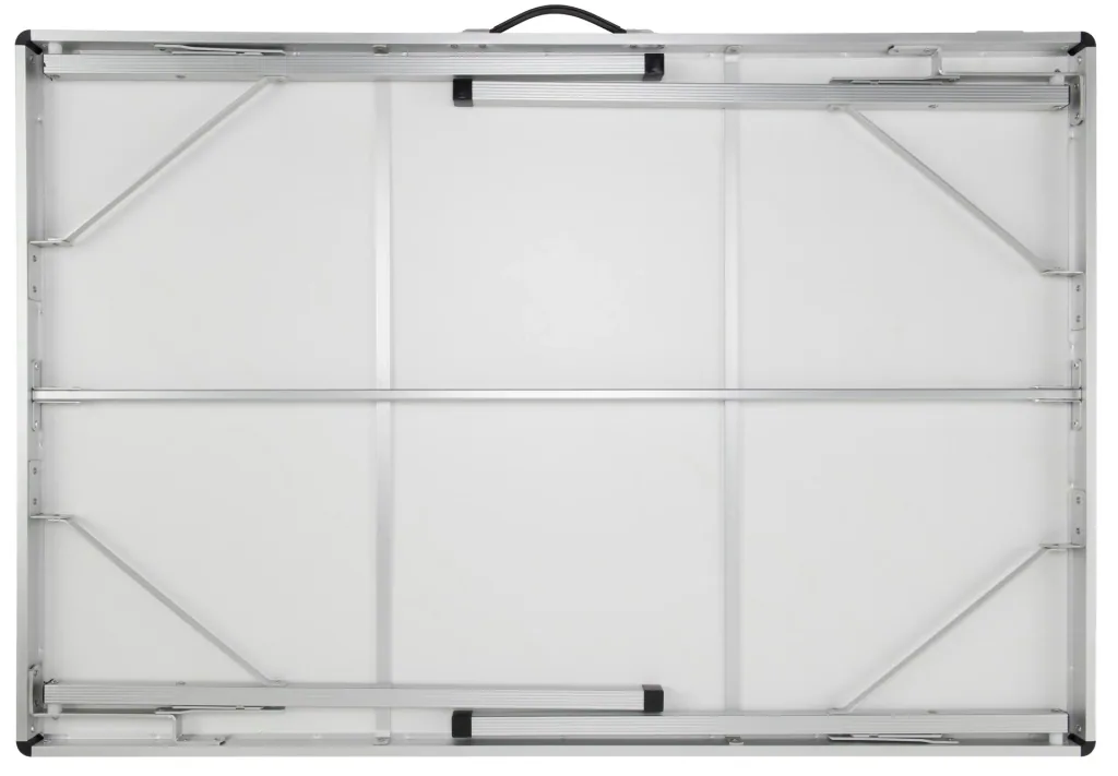 Camping table with antimicrobial tabletop, sturdy frame, foldable legs, and carrying handle, 120 x 80 x 70 cm