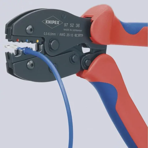 KNIPEX PreciForce Crimping Pliers with multi-component grips, burnished, 220 mm