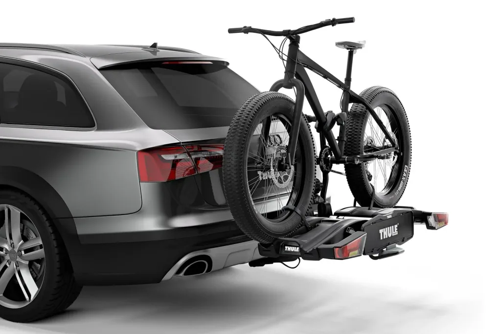 EasyFold XT 2 Black Edition bike rack for two bikes, storage bag and rim protection adapter