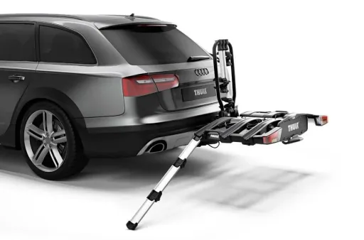 EasyFold XT 2 Black Edition bike rack for two bikes, storage bag and rim protection adapter