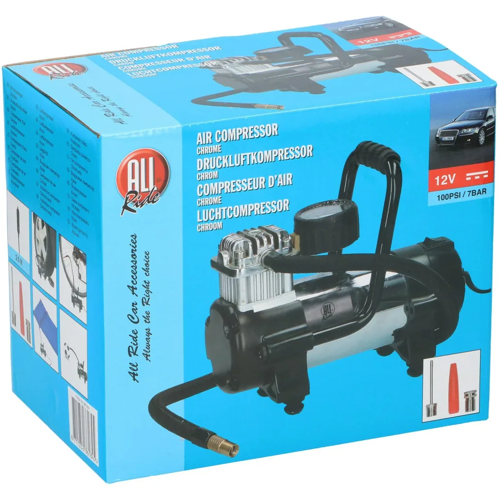 Air compressor - 100 PSI - 7 Bar - 12V incl. accessories