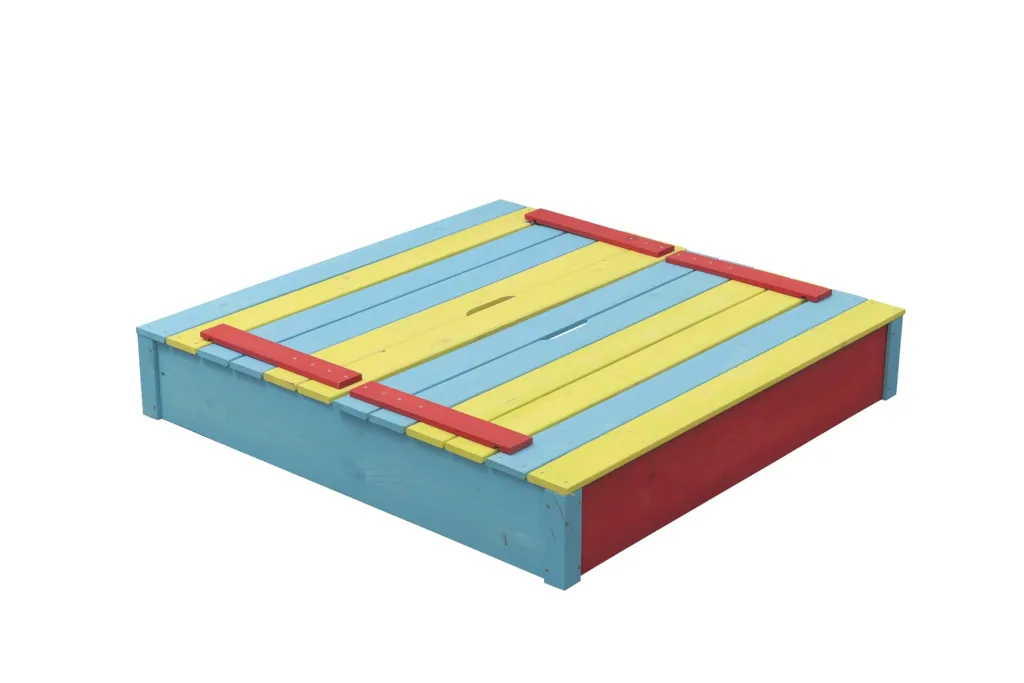 Sepp wooden sandpit, colored with hinged lid 1200 mm x 1200 mm