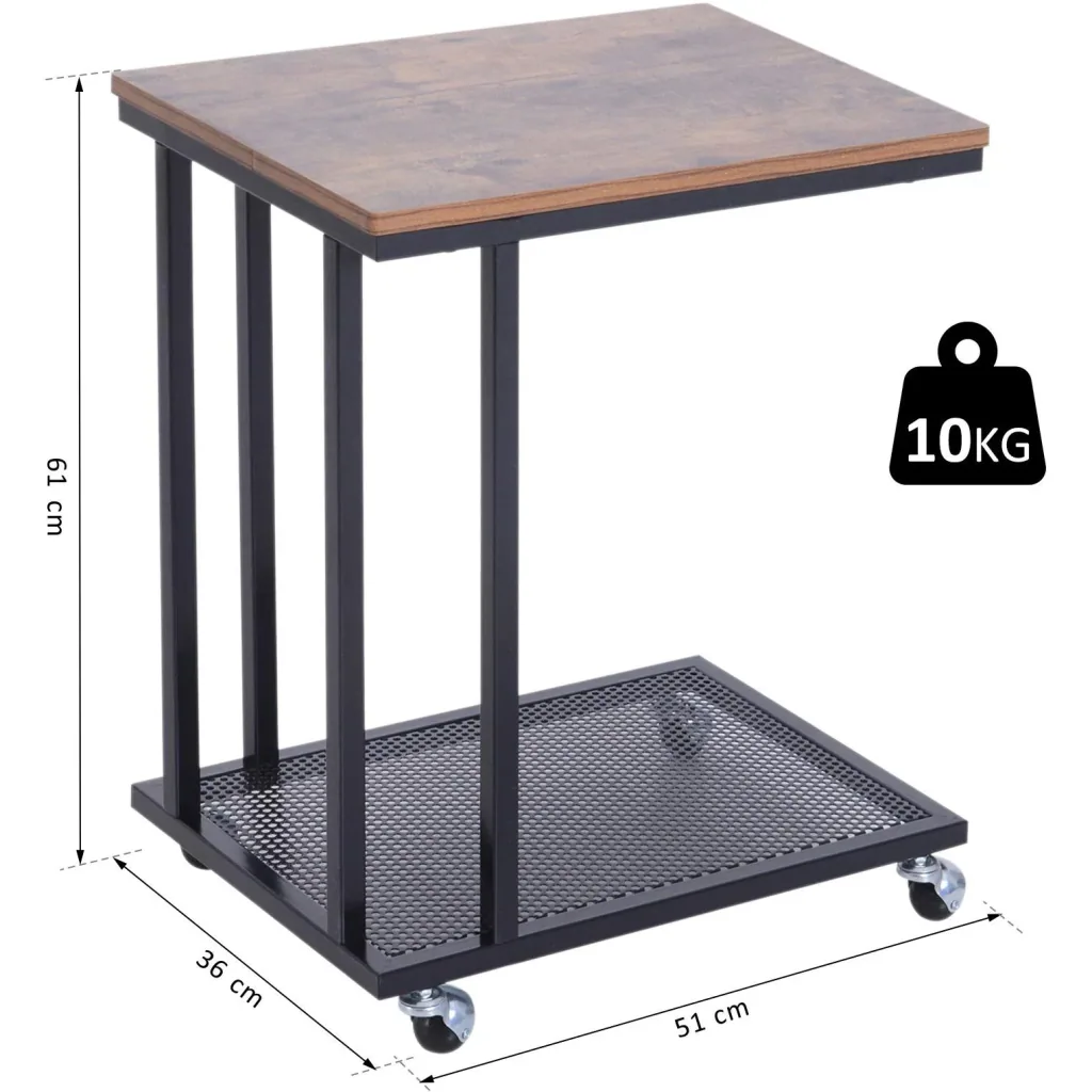 Rollable C-shaped side table