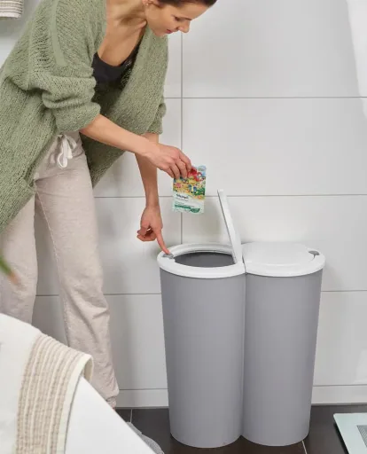 Double bucket for waste separation - plastic grey 2x25L