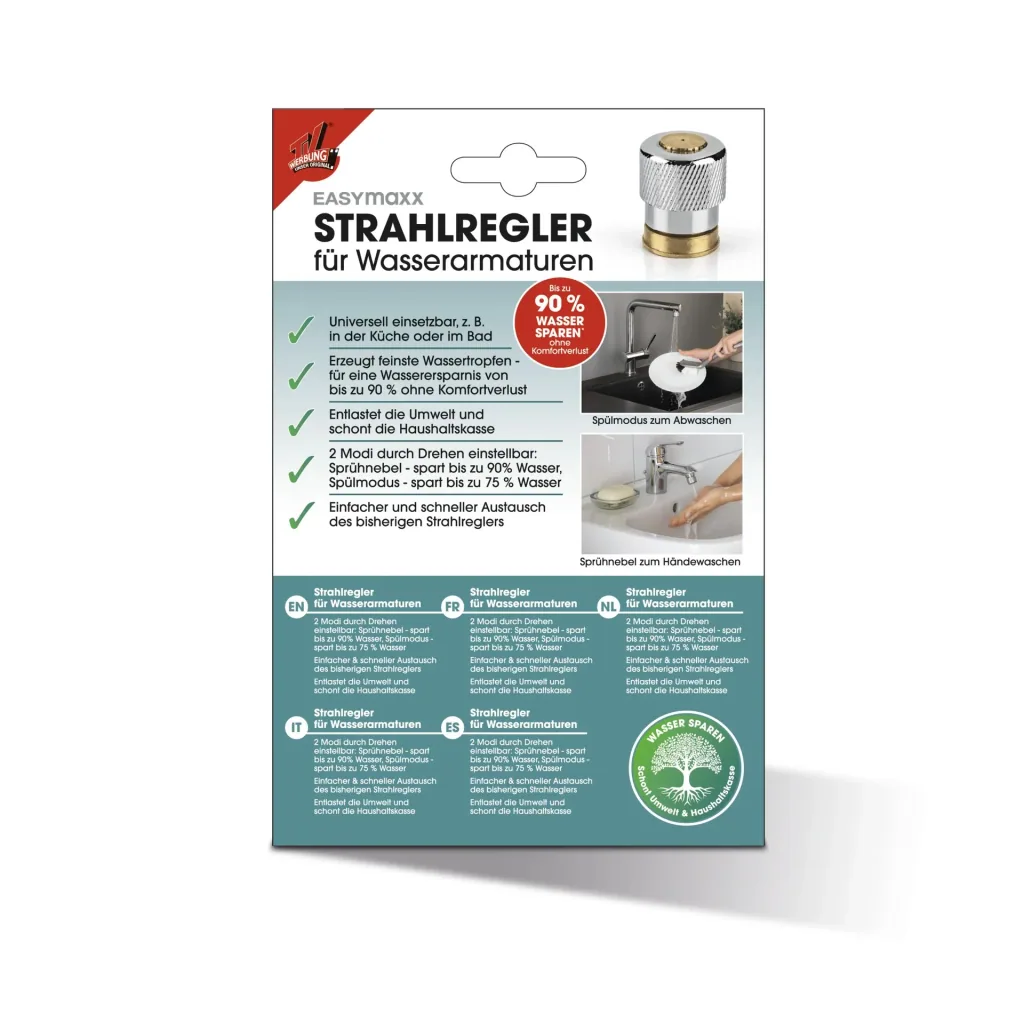 Aerator for water fittings, for kitchen and bathroom