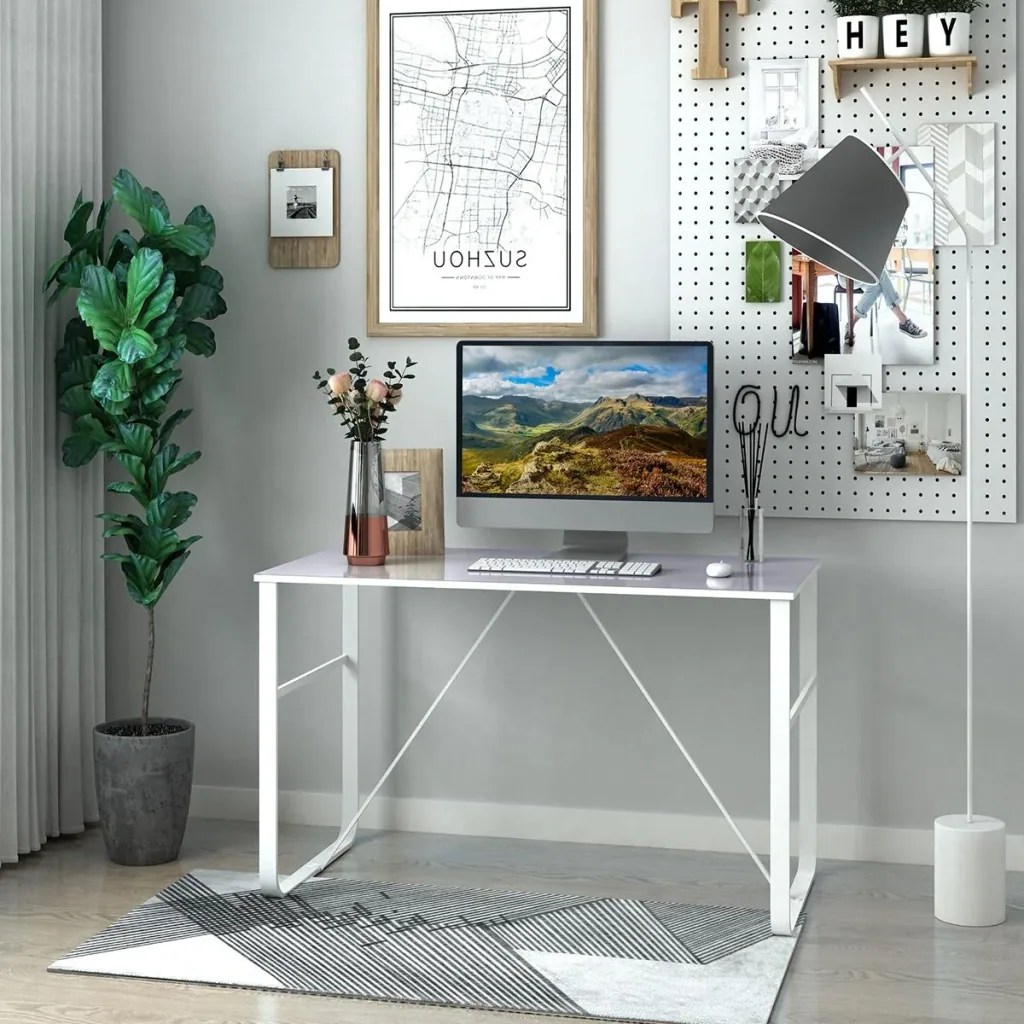 Desk PC table with tempered glass table top computer table office table work table loadable 80 kg easy to clean
