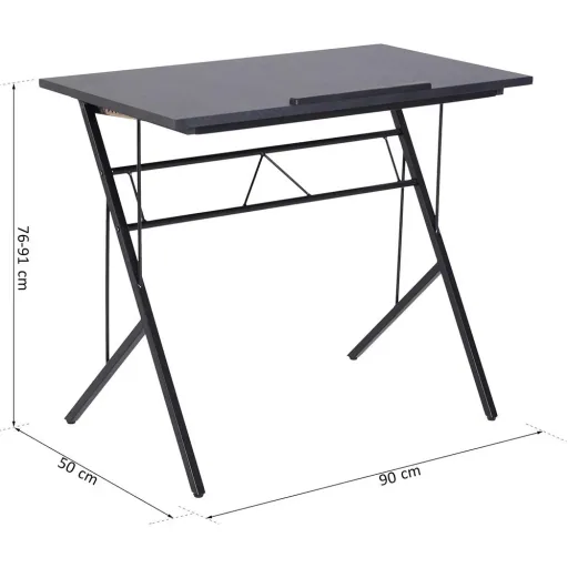 Laptop table tiltable children's desk notebook table height adjustable black 90 x 50 x (76 91) cm