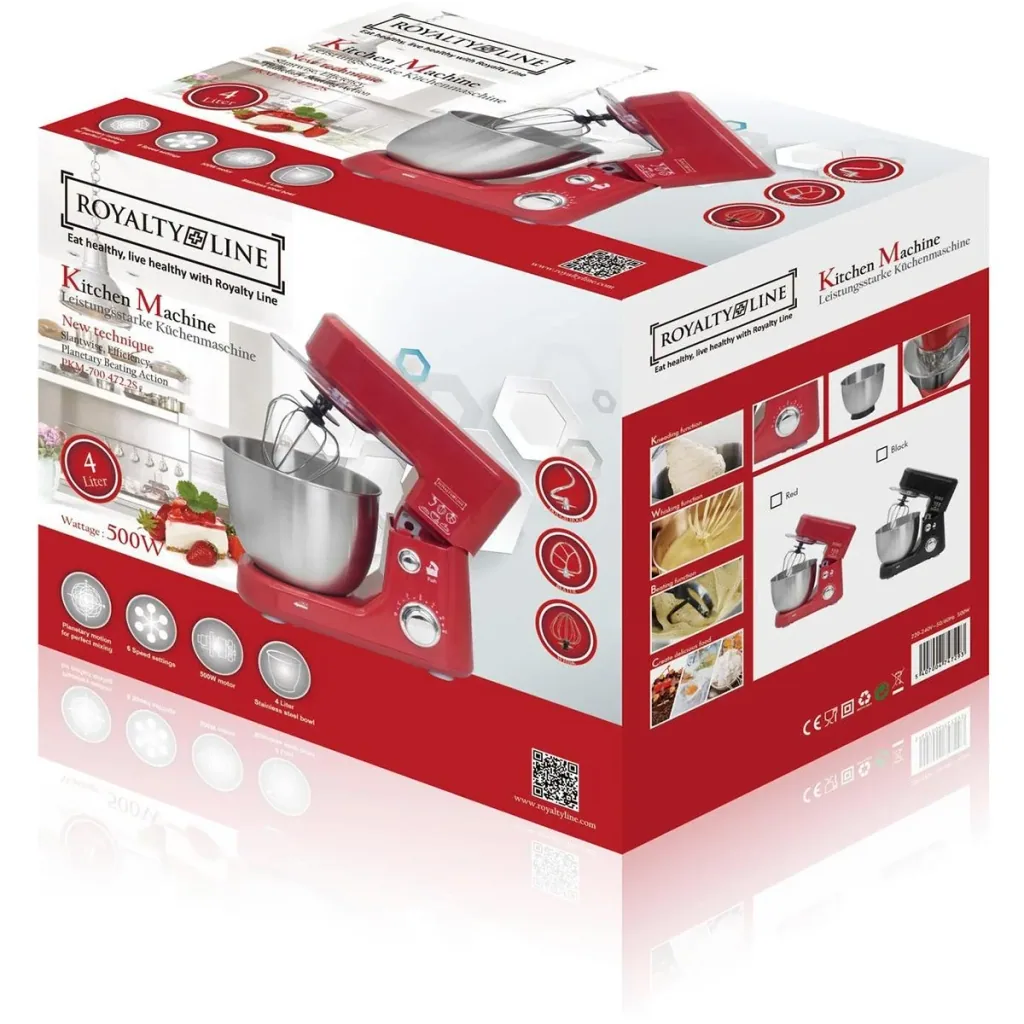 Food processor - 6 speeds - stainless steel - 4 liters - 1000W - red