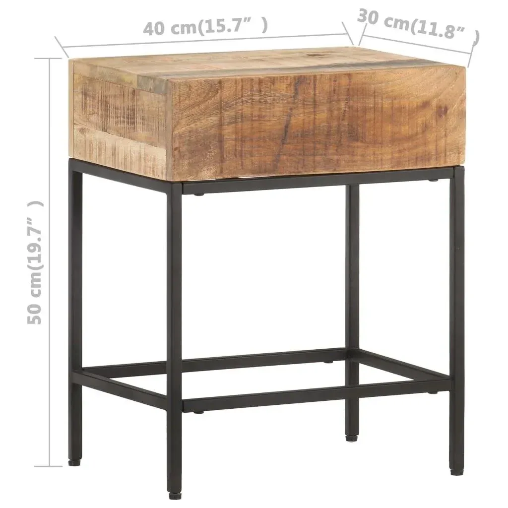 Side table 40x30x50 cm solid mango wood raw