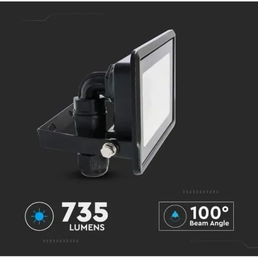 VT-118 LED Floodlight - 10 W - 735 Lm - 6500K - Black