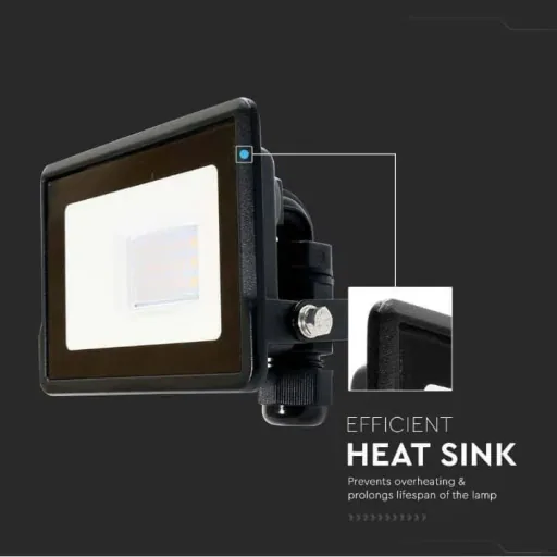 VT-118 LED Floodlight - 10 W - 735 Lm - 6500K - Black