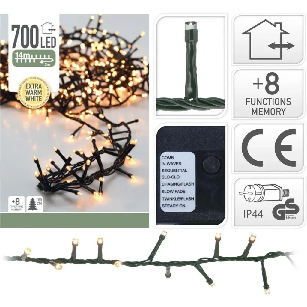 4x Christmas tree lights 14 meters warm white - 700LED for indoor and outdoor use