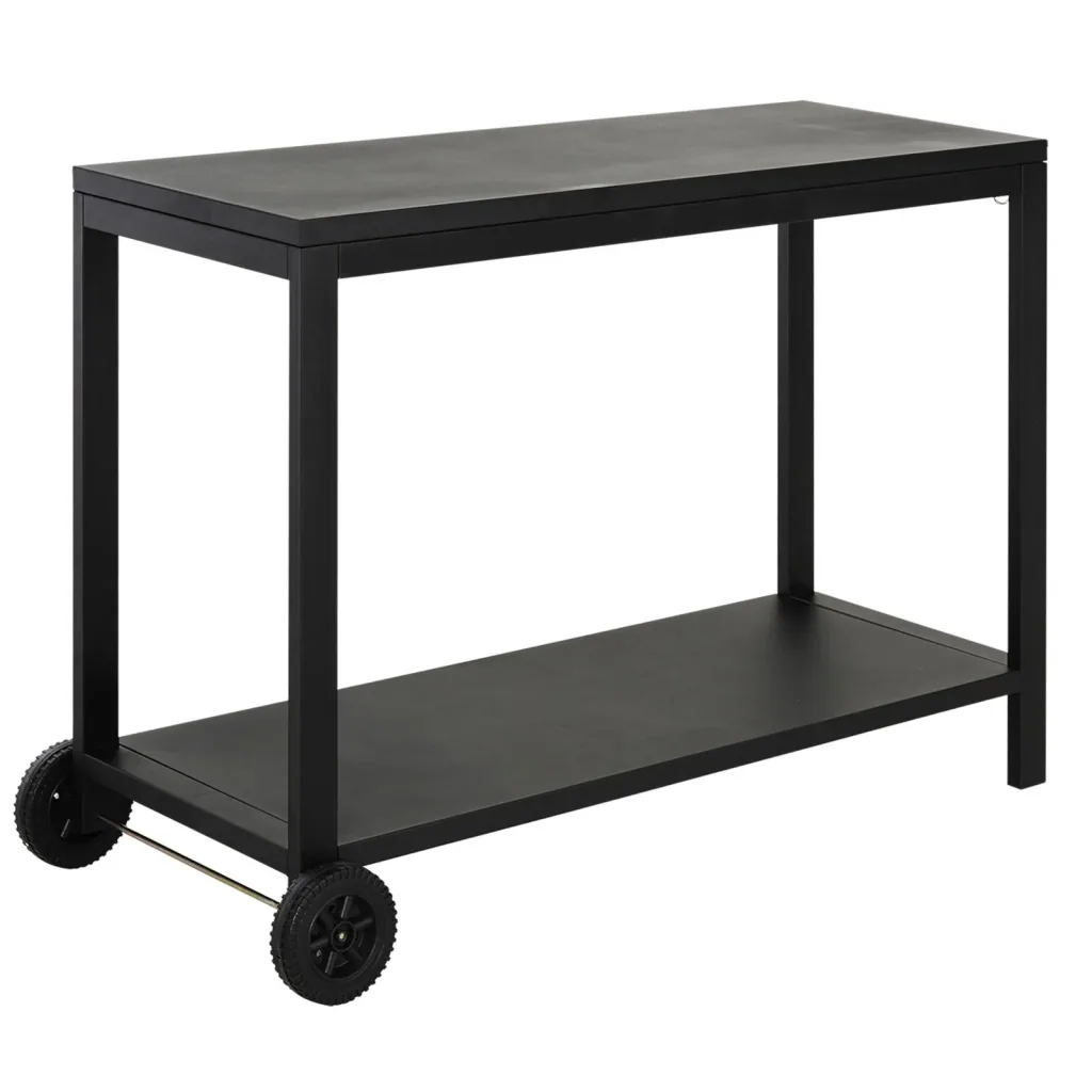 Stainless steel kitchen trolley with wheels, black