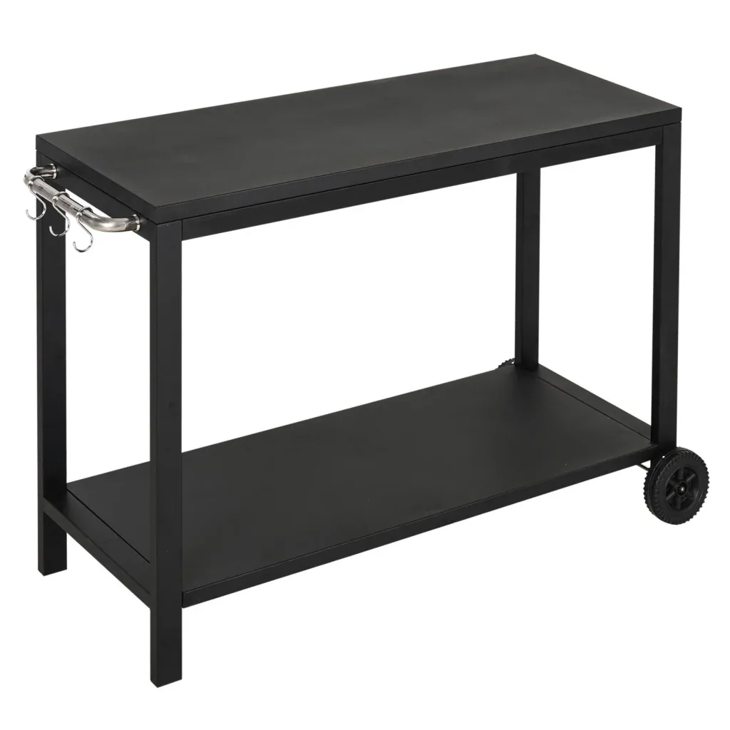 Stainless steel kitchen trolley with wheels, black