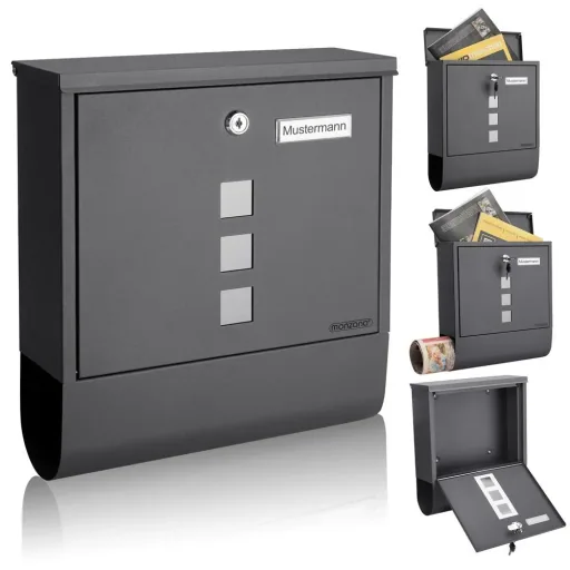 Mailbox with newspaper holder anthracite 30.5x8.5x33.5cm