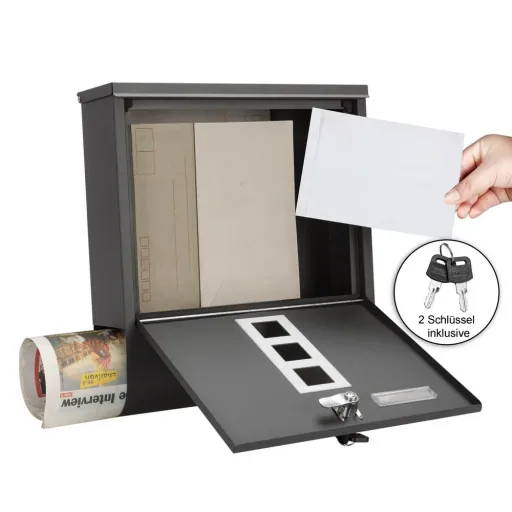 Mailbox with newspaper holder anthracite 30.5x8.5x33.5cm