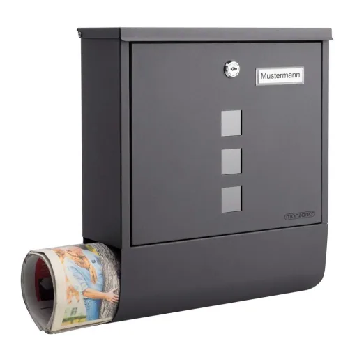 Mailbox with newspaper holder anthracite 30.5x8.5x33.5cm