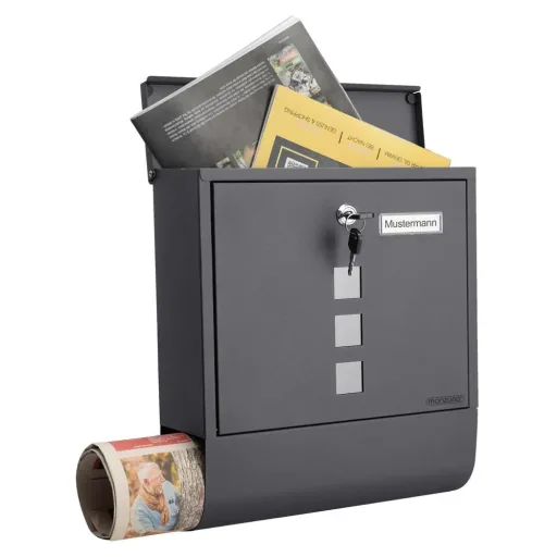 Mailbox with newspaper holder anthracite 30.5x8.5x33.5cm