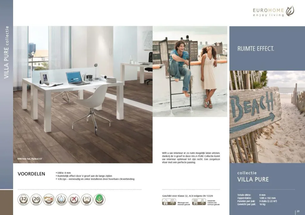 Villa Pure laminate flooring Street Level 8 mm 2.22 m²