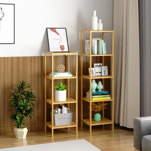 Standing bathroom/living room cabinet bamboo 140x33x33cm