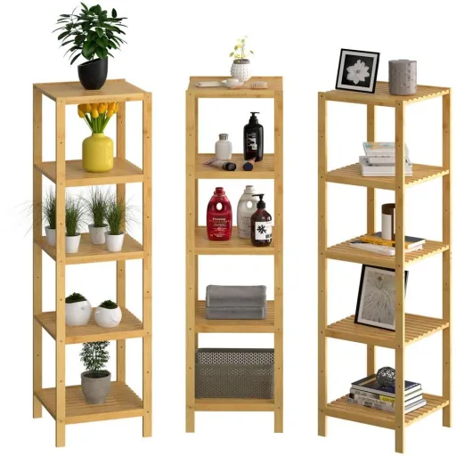 Standing bathroom/living room cabinet bamboo 140x33x33cm