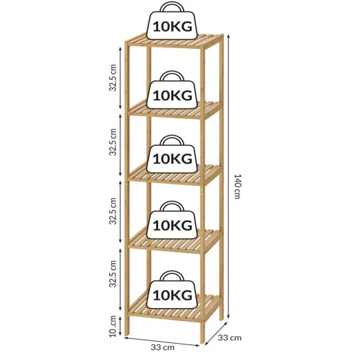 Standing bathroom/living room cabinet bamboo 140x33x33cm