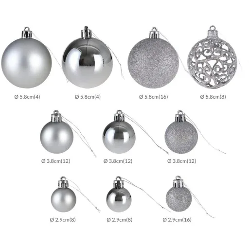 Christmas balls - Christmas tree decorations - silver 100 pieces.