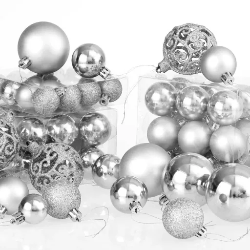 Christmas balls - Christmas tree decorations - silver 100 pieces.