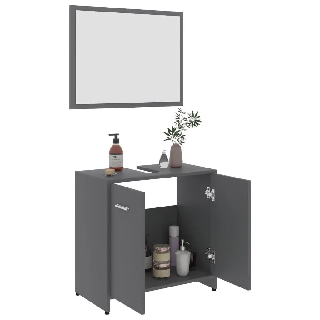 3-piece bathroom furniture set made of chipboard grey