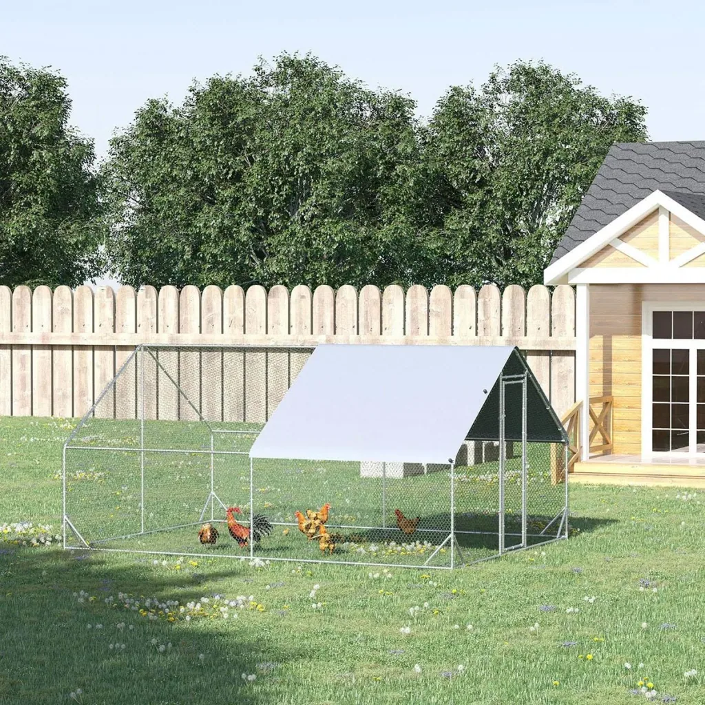XXL chicken run - with shade - galvanized steel - 3 x 4 x 2 m