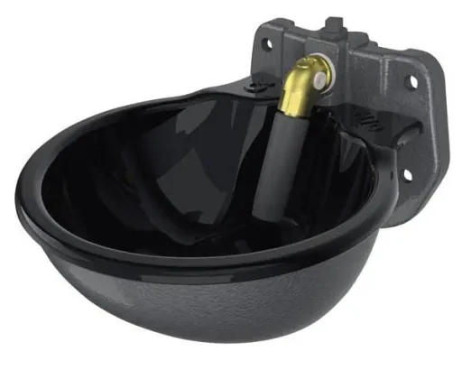 Heatable drinking bowl H 10, with pipe valve - enamelled